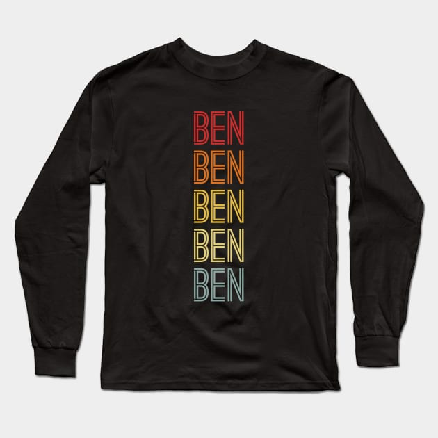 Ben Name Vintage Retro Gift Named Ben Long Sleeve T-Shirt by CoolDesignsDz
